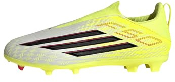 adidas Unisex niños F50 League Laceless Firm Ground/Multi Ground Football Boots Kids, Team Solar Yellow 2/Core Black/Lucid Red, 35 1/2 EU