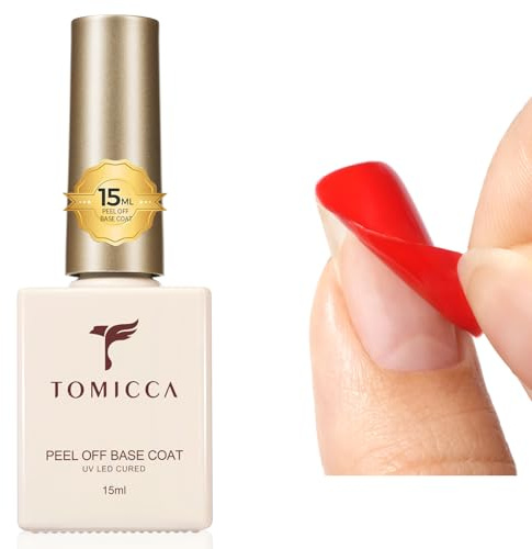 TOMICCA 15ML Peel Off Base Coat UV Gel, Soak Off UV/LED Nagellack Unterlack fur Nail Art Design Nägel Maniküre Kit für Nagelstudio DIY Home