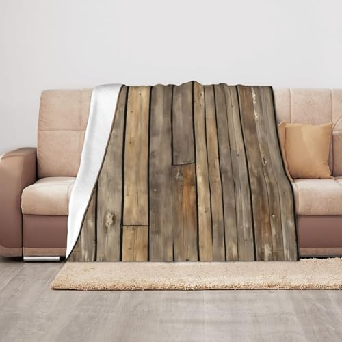 Planks Couverture douce chaude et légère pour camping, voyage Motif vieilli vieilli 127 x 101,6 cm