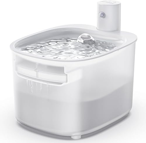 Wireless Cat Water Fountain, Automatic Sensor-Activated Water Dispenser,88oz / 2.6L Rechargeable Battery Operated Cordless Pet Water Fountain for Cats Indoor with Motion Sensor, Ultra Quiet Pump