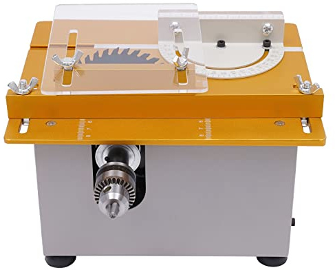 Fyssnn Mini sega professionale da 300 W con 4 lame per seghe da 9000 giri/min, sega elettrica da banco per lavorazione del legno, altezza di taglio precisa 0-29 mm per legno, acrilico, metallo e fai