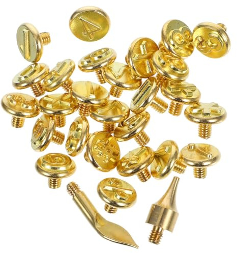 MINAOLULUS Pirografo Legno 2 Set Punte Numeriche in Ottone per Incisione su Pelle Carta e Legno, Kit Completo per Artigianato Creativo e Marchiatura Fai da Te Portatile