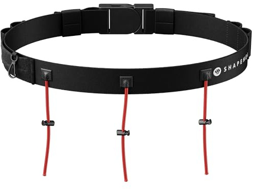 Shapeheart Ceinture Porte Dossard Running Réglable à 3 Cordons | Fixation Sans épingles | 4 Passants gels | Poche clés sécurisée | Course à pied, Trail, Marathon, Triathlon | Ultra-légère