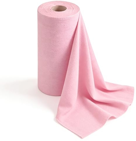 Keltorio 50 rollos de paño de limpieza de microfibra, 30 × 30 cm, paños de limpieza extraíbles, paños reutilizables sin pelusa, paños de cocina para cocina, baño, hogar (rosa)