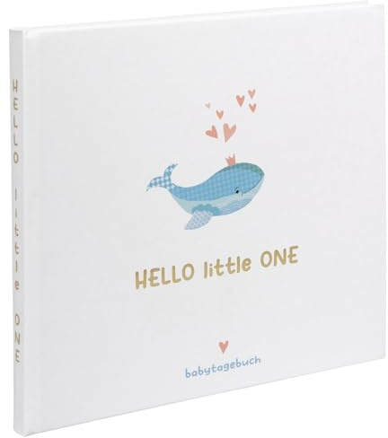 goldbuch 50 500 diario de bebé Little Splash, álbum de recuerdos con 100 páginas ilustradas, cubierta con relieve dorado y diseño de ballena, cubierta de impresión artística, aprox. 24,5 x 22,5 x 3,5