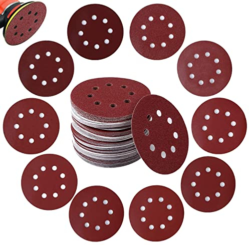 Gyvazla - Disco abrasivo per levigatrice eccentrica Ø 125 mm, dischi abrasivi da 40/60/80/120/180/240/320/400/600/800 (10 dischi per grana)