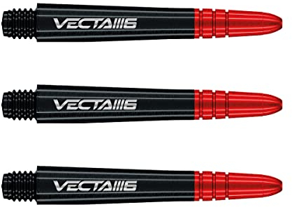 WINMAU Dart Shaft - Vecta Polycarbonat Dartschäfte - 1 Set pro Packung (insgesamt 3 Dart-Schäfte) - Professionelles Dartzubehör - Schwarz & Rot Blade 6 Intermediate Schäfte