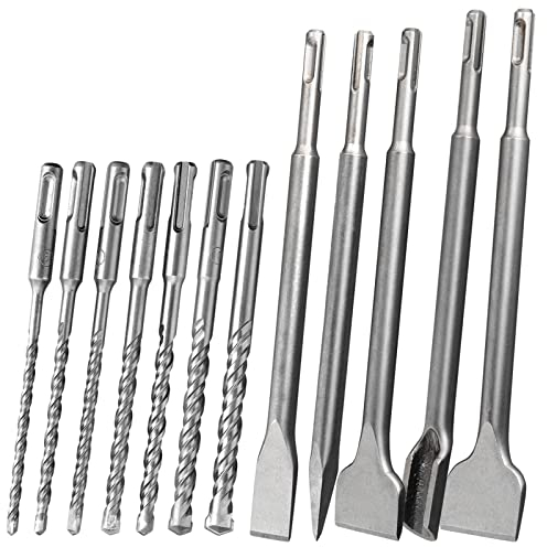 Burin SDS Plus AMTOVL Kit de Burin à Spatule Carrelage SDS-Plus Ciseau à Carreaux avec Mèches et Mallette de Rangement pour Enlever Carreaux de Céramique, Béton, Brique, etc