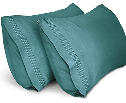 Lirex 2er Pack Kissenbezug 50 x 75 cm, Weiche Gebürstete Mikrofaser-Kissenbezüge, Hotelverschluss kopfkissen bezug，Kopfkissenbezug aus weichem Mikrofaser ，Oeko-TEX Zertifiziert (Grün)