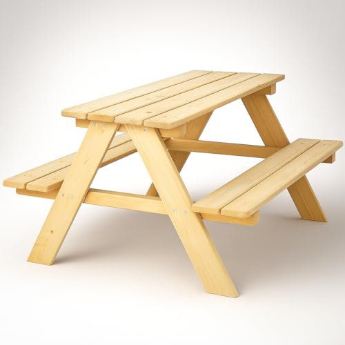SPRINGOS Table pour enfant avec bancs en bois 90 x 79 x 50 cm