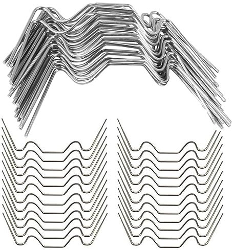 IUDWCG - 50 Pcs Gewächshausklammern aus rostfreiem Stahl, W-Drahtklammern, doppelwandige Gewächshausbeschläge, zur Befestigung von Gewächshausbeschlägen, sturmsicher, 77 * 32 * 15MM