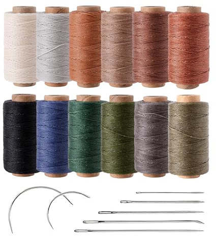 Kit de fil en cuir ciré - 12 couleurs - Rond - 0,55 mm d'épaisseur - 70 m de long - Pour travaux manuels, couture, cuir, fabrication de bijoux, réparation de maison, loisirs créatifs