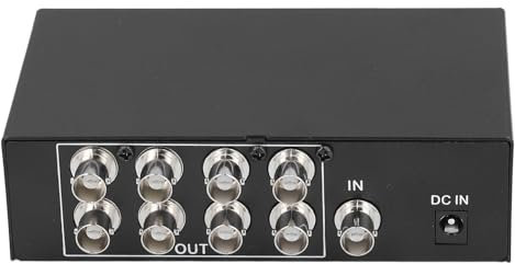 Répartiteur Vidéo BNC 8 Ports 1 Entrée 8 Sorties, Amplificateur Distributeur Coaxial 1080P, Extracteur Audio pour Système de Surveillance Vidéo, Caméra de sécurité CCTV (Prise UE)