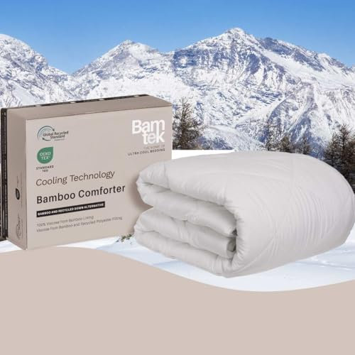 Bamtek 100% Viscose Derived from Bamboo Comforter, Cooling Comforter, Duvet Insert, Breathable, Extra Fluffy, Lightweight Comforters, Queen Size