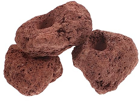 VILLFUL 3 anillos de fijación de roca volcánica para plantas acuáticas base fija cerámica decoración resistente para acuario, agua dulce y pescado