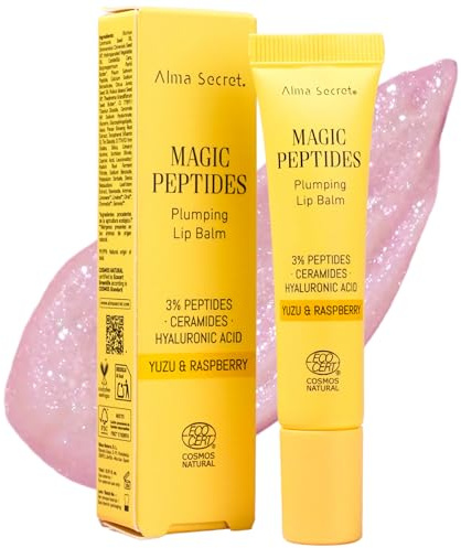 Alma Secret | Magic Peptides Lip Balm | Bálsamo labial hidratante sin color con Péptidos, Ácido Hialurónico y Ceramidas | Reparador para labios secos, sensibles y agrietados | Efecto jugoso y Glow 3D