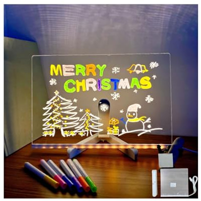 Ahhzyys Tableau à Message LED avec Couleurs, Tableau à Dessin Lumineux, Tableau à Dessin/écriture LED en Acrylique, Tableau Magique Lumineux avec lumière pour la Maison et Le Bureau