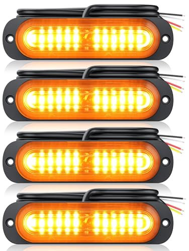 Maxetodo 12LED Gyrophare Orange Stroboscopique - Avertissement de Danger IP65 Etanche avec Boîte de Commande Principale, 12/24V Universel pour Véhicule Remorque Caravane Camping-Car