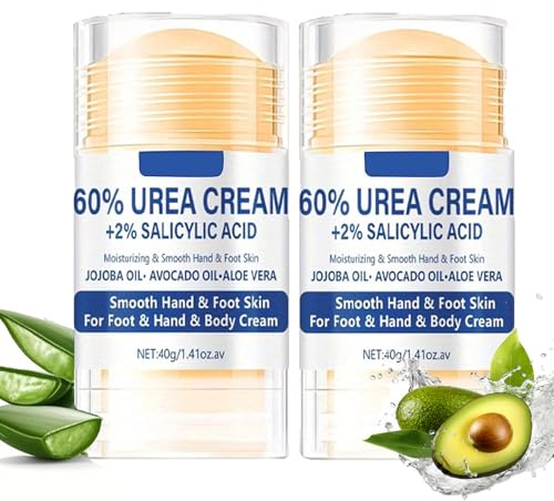 2-Pack Urea Cream 60% for Feet - Foot Cream for Cracked Heels & Dry Skin, Deeply Moisturising Urea Foot Cream with Aloe Vera, Hard Skin Remover & Softening Balm for Hands, Knees & Elbows