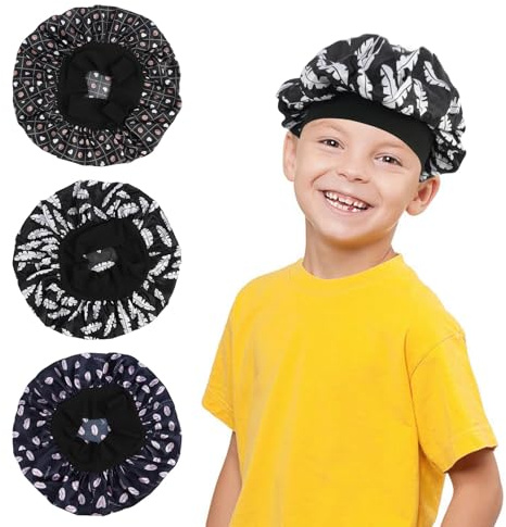 3 Pièces Bonnet Satin Cheveux Nuit Enfant, Satin Fille Garçon Réutilisable, Charlotte Cheveux Soyeuse, Bonnet De Nuit Enfant Élastique Confortable Motif Licorne Coloré