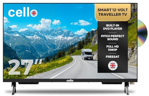 Cello C2725WSF Trav 27 Pouces 12 V Smart Traveller TV avec DVD, 230 V, WebOS, Freeview Play, Perfect Pitch Sound, idéal pour Les caravanes et Les Camping-Cars
