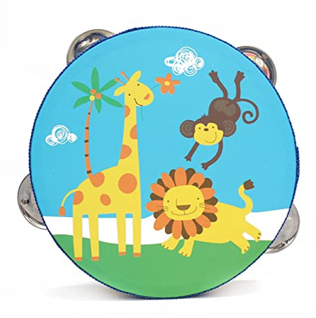 Tambourine Cartoon Hand Held Drum Portable Tambourine Bell for Party Kids Dance