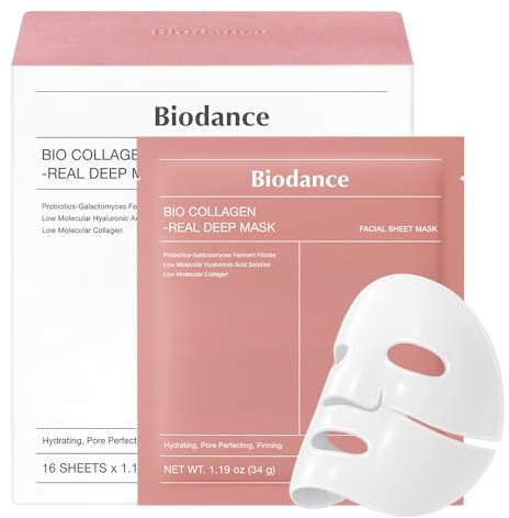 BIODANCE Bio-Collagen Real Deep Mask, Hydrating Overnight Hydrogel Face Mask, Pore Minimizing, Plumping, Elasticity Improvement, Korean Skin Care, Mothers Day Gifts | 1.19oz(34g) x 16ea