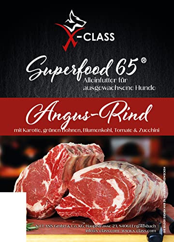 X-CLASS Superfood 65 Angus Rind, Premium Trockenfutter für ausgewachsene Hunde, getreidefrei, 12kg