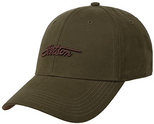 Stetson Waxed Cotton WR Cap Baumwoll Kappe Wasserabweisend Metallschnalle Herren Damen Sommer Winter Oliv One Size