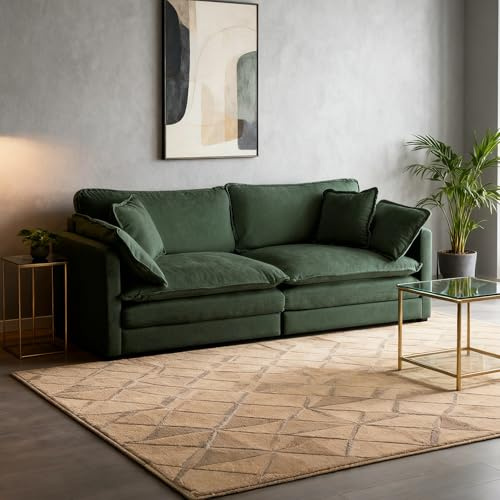 Tmsan 76.7 Deep Seat Loveseat Sofa, Oversized 2 Seater Chenille Sectional Cloud Couch, Modern Large Luxury Love Seat for Living Room Bedroom Apartment Office