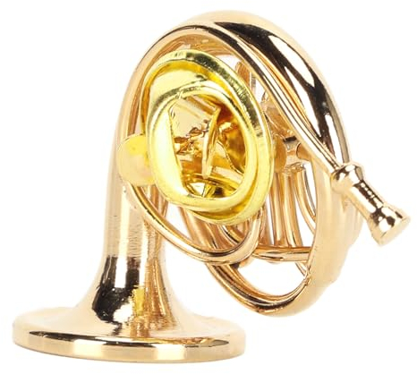 Broschnål Guld Fransk Hornformad Kavajslag Broschnål Mässing Minimusikinstrumentbrosch med Förvaringslåda