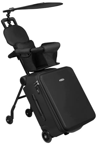 LemoHome Expandable Luggage with Spinner Wheels,Large Suitcases with Child Seat Design,Hard Luggage for Women and Men,20 inch Hardside Carry on Luggage for Travel (Black visor)