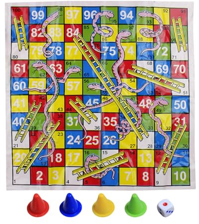 Juego de Serpientes y escaleras - Juego Familiar Tradicional | Juegos de Mesa de Viaje para niños y Adultos | Conjunto de de Viajes portátiles Adecuado para Viajes por Carretera Funtos
