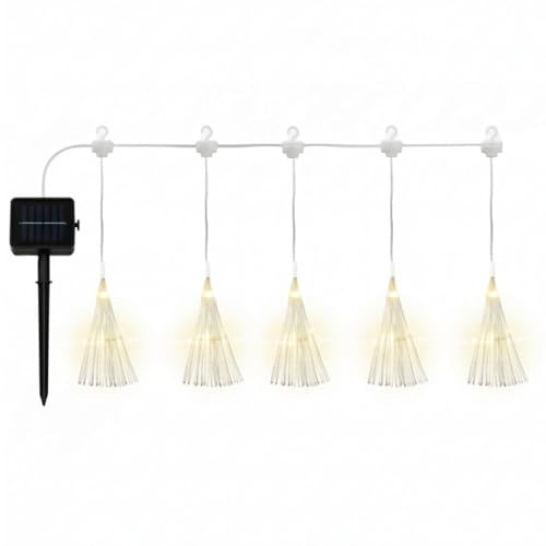 Fireworks String Light - Ghirlanda di luci per esterni a energia solare, 5 palline effetto fuochi d'artificio, 4 m