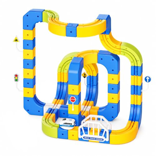 168 piezas de ferrocarril infantil eléctrico cubo pista Set 3D pista de carreras flexible DIY juguete motorizado tren con carriles coche a partir de 3 4 5 6 7 8 años niños