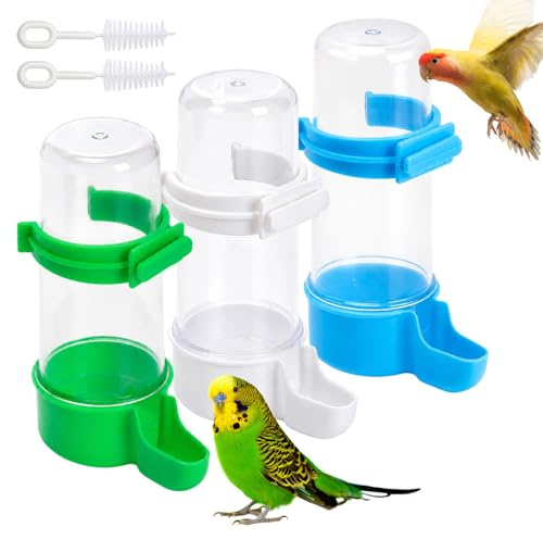 5 Pcs Bird Water Feeder, Budgie Water Dispenser, Bird Water Bowl Set, Comfortable Place for for Macaws, Lovebirds and Phoenix Parrots to Drink, for Home and Cage Feeding Use