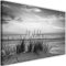 Feeby Bilder Strand 90x60 cm - Leinwandbild - 1 Teilig - Kunstdruck Nordsee Ostsee Gras Himmel grau