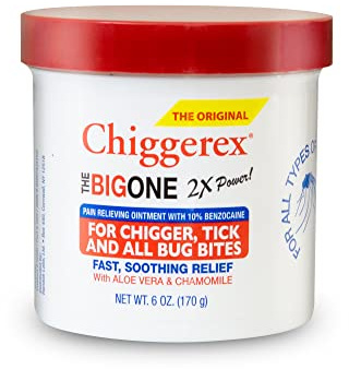 Chiggerex 2X Power First Aid Medicated Ointment & Insect Bite Relief for Chiggers, Mosquito Bites, Ticks and Bug Bite Relief with Aloe Vera & Chamomile, 6 oz