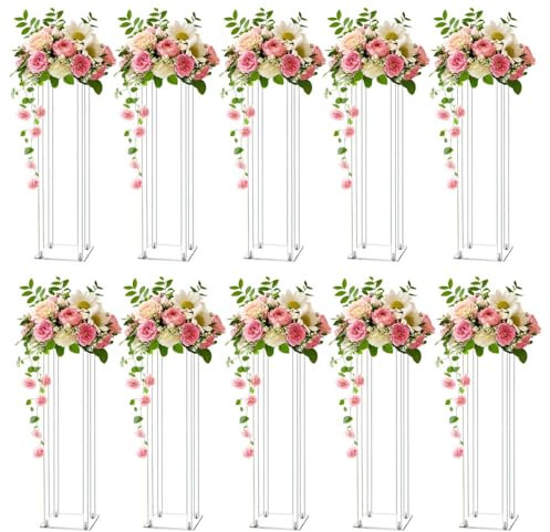 MEISHAONV 23.62inch 10pcs Acrylic Flower Vases Centerpiece Table Decorations Flower Stand for Wedding Centerpieces for Tables