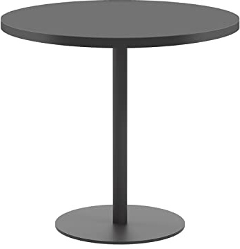 Office Hippo Circular Office Table, Sturdy & Robust Mid-Height Table Desk, Circular Work Table For Home Office, Versatile Desk Table For Canteen, Reception Area, 5 Year Guarantee - Black/Black