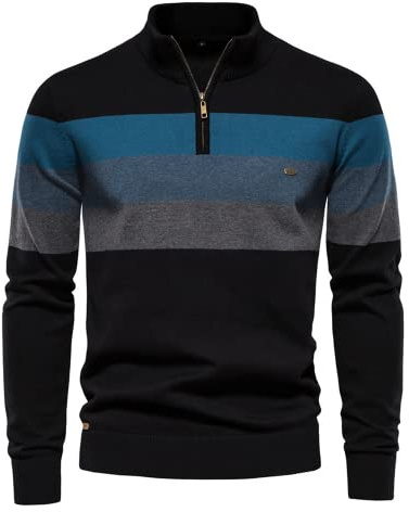Pullover da uomo con mezza zip foderato in pile pullover a collo alto caldo maniche lunghe pullover colletto rialzato maglione da uomo pullover con mezza zip colletto rialzato felpa termica invernale