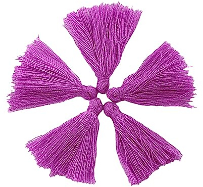 Duories 200 mini nappe, 3 cm, realizzati a mano, in cotone, piccole nappe, per fai da te, borse, orecchini, gioielli, collane, accessori fai da te, accessori fai da te, rosa, viola