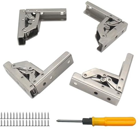 Jiaxitek 4 Pcs 90/180° Folding Hinge - Hidden Bracket for Cabinet, Door Shelf, Table with Angle Support
