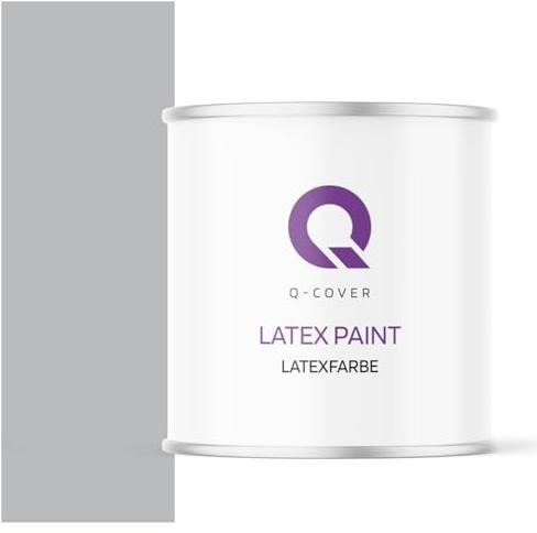 Q-COVER Latexfarbe 2L Grau – Matte Innenfarbe für Wand & Decke, Klasse 3, Hohe Deckkraft, Scheuerfest