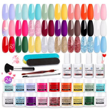 Kit de Poudre Acrylique pour Ongles, 24 couleurs, rouge, rose, activateur et outils essentiels pour Noël, design Nail Art, base, top, activator