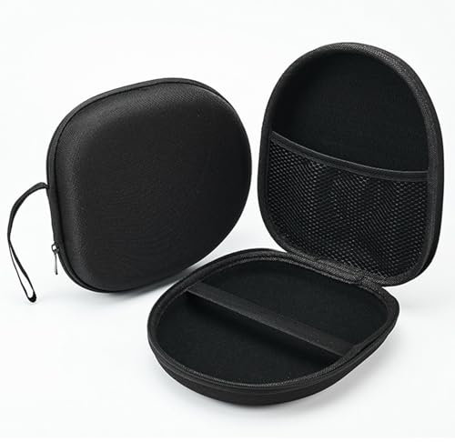Funda de Transporte para Auriculares, Compatible para Varios Modelos, Fabricada en EVA Resistente, Negro, con Cierre de Cremallera de 360 Grados y Bolsillo de Malla para Accesorios, Tamaño Universal