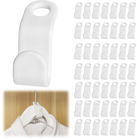 GGUFAY 50 ganchos de conexión para ropa, conectores de plástico, ganchos para perchas ahorran espacio, ganchos para conectores, para organizar y ahorrar espacio para armario (blanco)