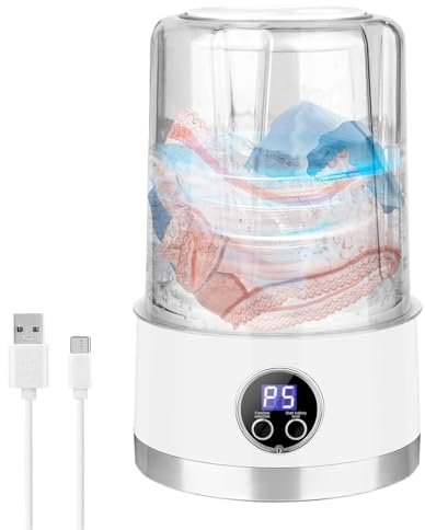 Davivian Lavadora Portátil, Lavadora Pequeña para Ropa Interior, Aparato Recargable de 1 litro con Doble Modo para Limpieza Profunda de Toallas, Ropa de Bebé, Calcetines, Camisetas y Interior