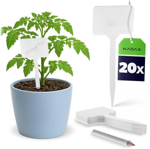 KADAX Targhette per piante in plastica, 20 pezzi, resistenti alle intemperie, targhette per piante da scrivere, cartelli da giardino, targhette per piante, targhette per scrivere, targhette per erbe