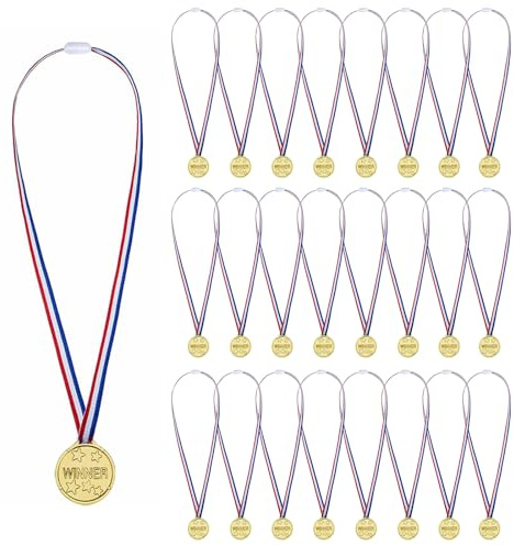 Songella Premio Medallas Ganadores Medallas el Plastico con Ribbon 24 Piezas para Niños Fiesta Deportiva Competición Juegos